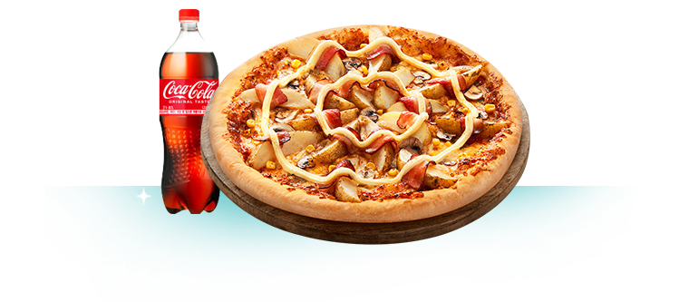 도미노피자 + 콜라 이미지