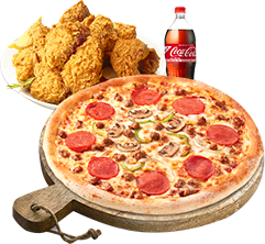 [피나치공] 피치세트M (콤비네이션피자M+후라이드치킨(뼈))+치즈크러스트+콜라500ml