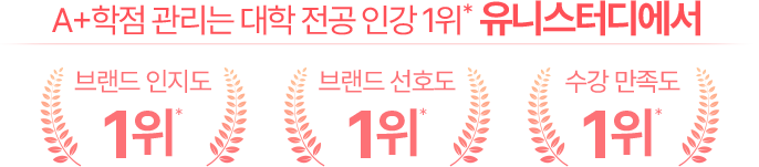 A+학점 관리는 대학 전공 인강 1위* 유니스터디에서